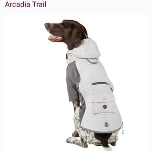 Arcadia Trail Quilted Light Up Dog Coat in Gray and White